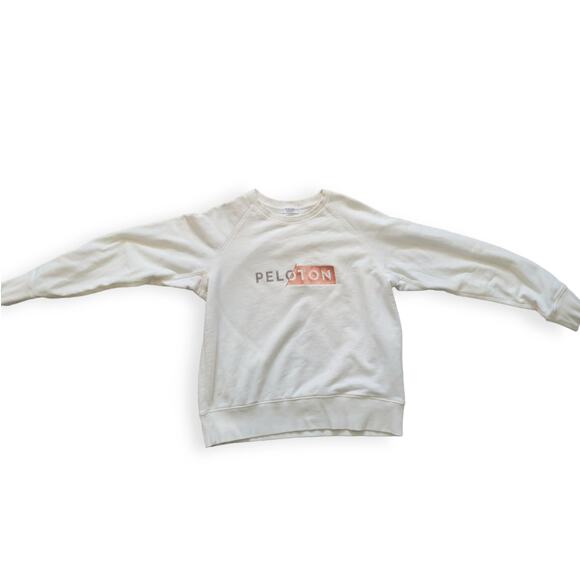 Peloton Cream Embroidered Crew Neck French Terry Pullover Sweatshirt Women Sz L - Picture 6 of 10
